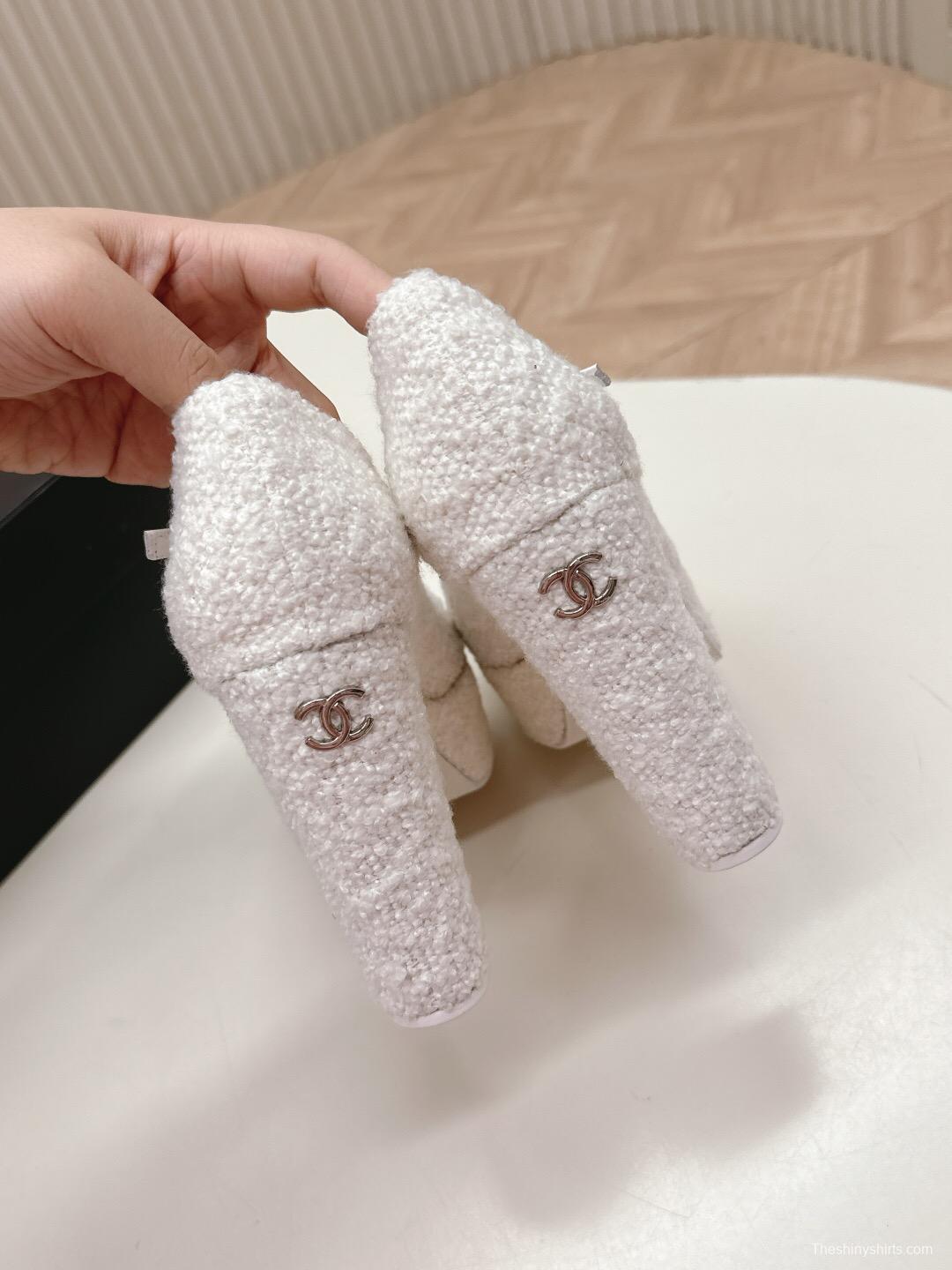 2025 Women Chanel White Black Tweed Platform High Heels