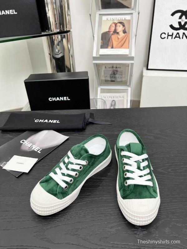 2025 Women Chanel Green Suede Sneakers LY00230