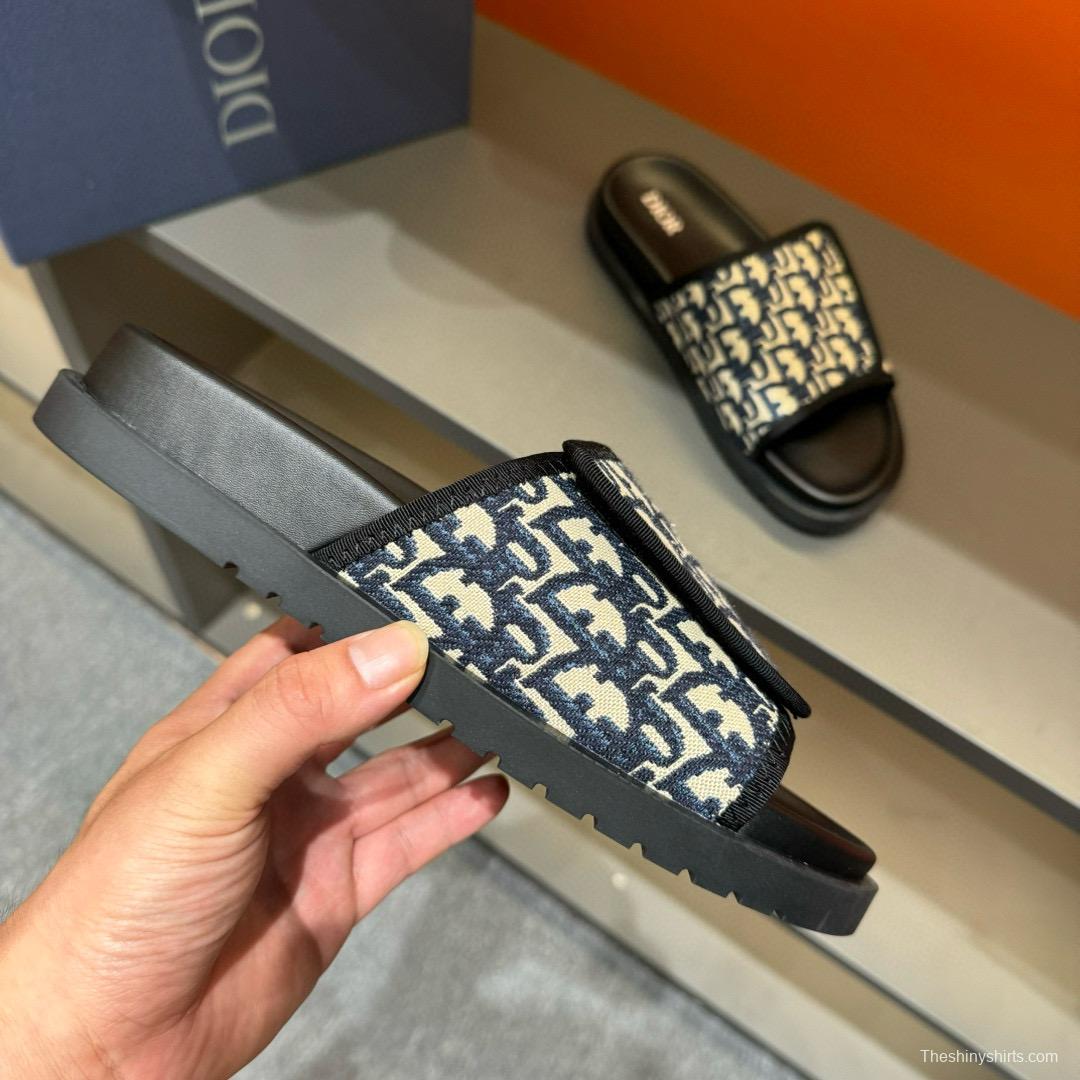 2024 Dior Black Canvas Slippers MJ00180