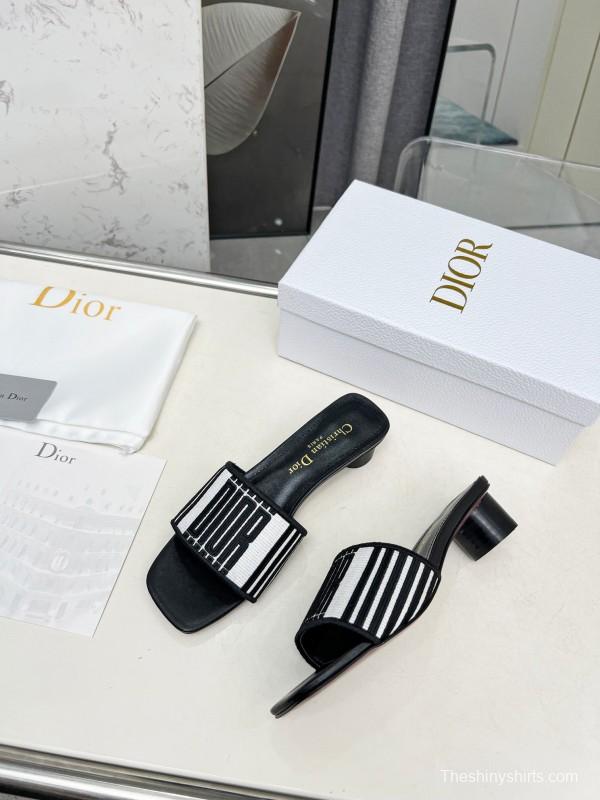 2025 Women Dior Black White Fabric Sandals LY00200