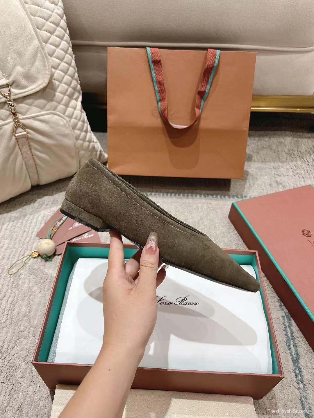 2025 Women LP Brown Suede Ballet Flats