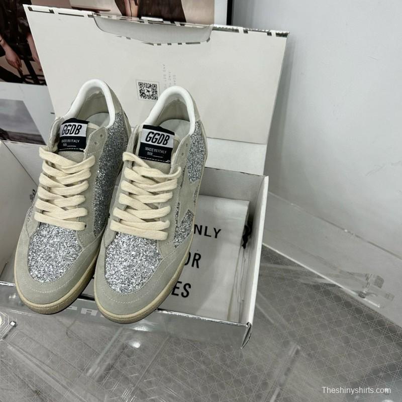 2024 Unisex GGDB Silver Grey Suede Glitter Low Top Sneakers MJ00260
