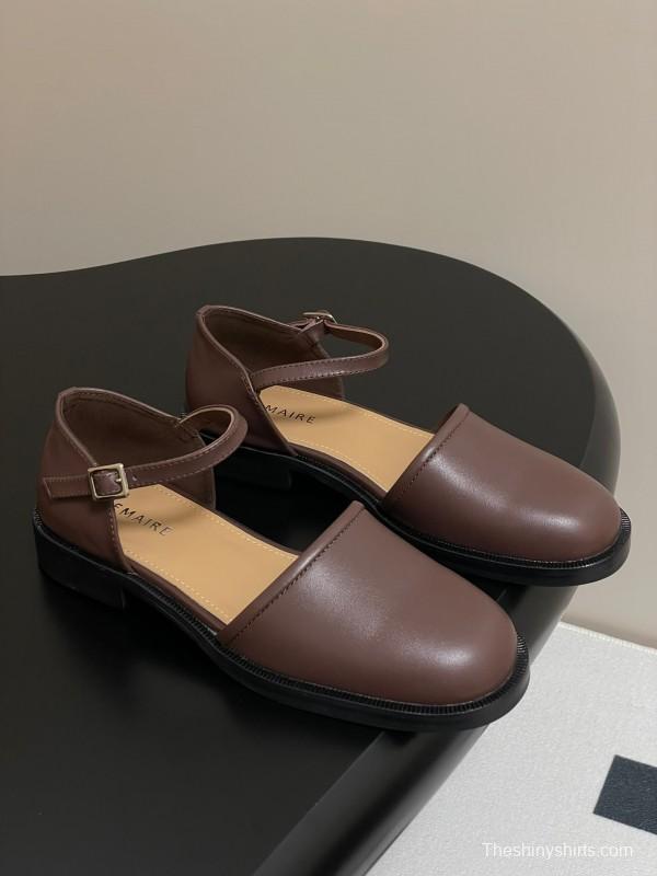 2025 Women Lemaire Brown Leather Mary Jane Shoes