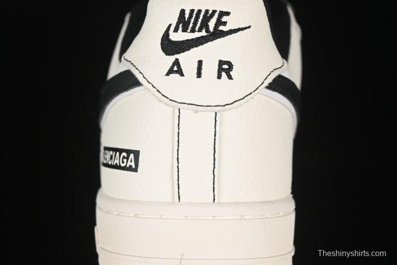 Nike Balenciaga Air Force 1'07 Low Collaboration Triple Swoosh Beige Black Casual Shoes - FR0538-090