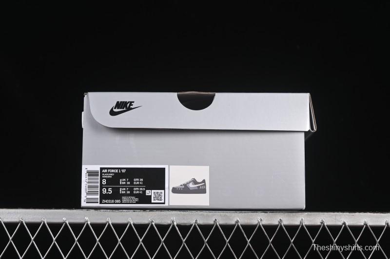 Nike Air Force 1 '07 Low Black Silver Court Low-Top Casual Sneakers - ZH0316-085