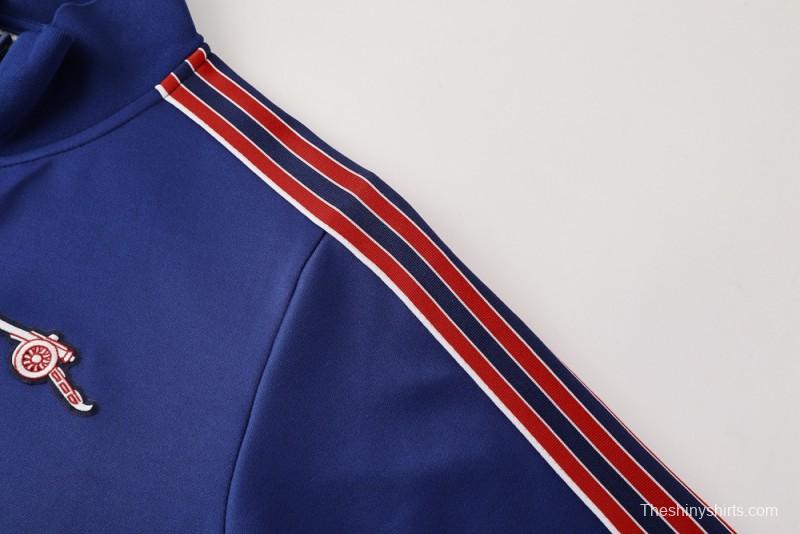 25/26 Arsenal Blue with Red & White Stripes Full Zipper Jacket +Long Pants