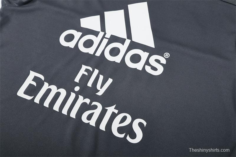 Retro 15/16 Real Madrid Dark Grey Half Zipper Jacket+Long Pants