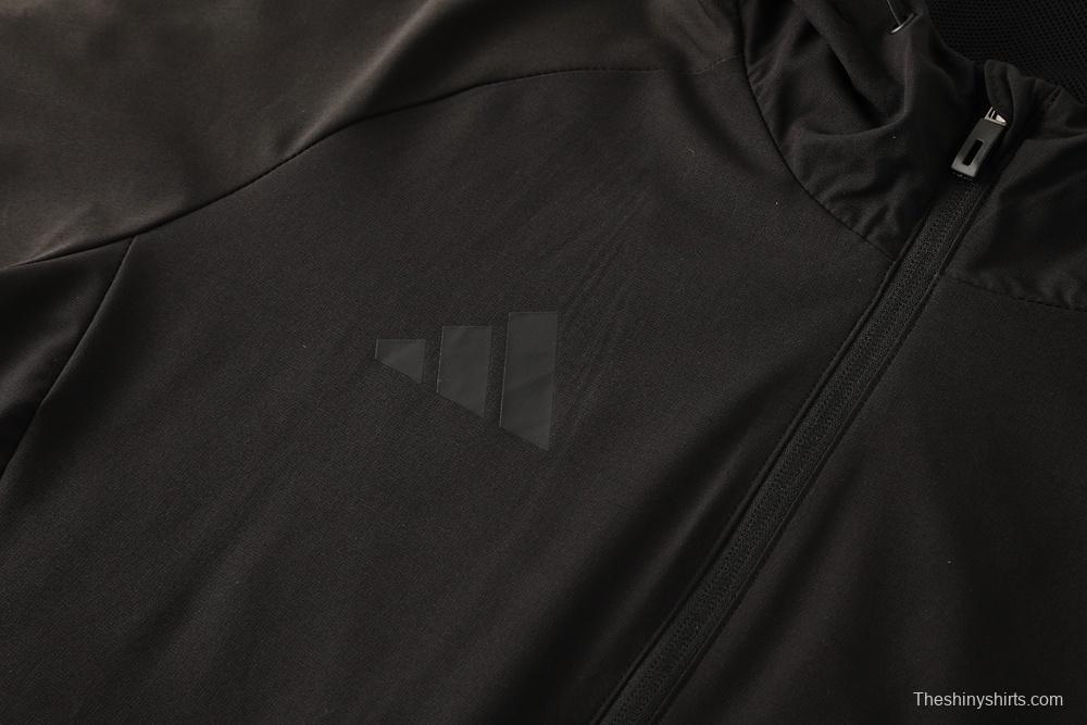 25/26 Adidas Black Hoodie Full Zipper Jacket + Long Pants