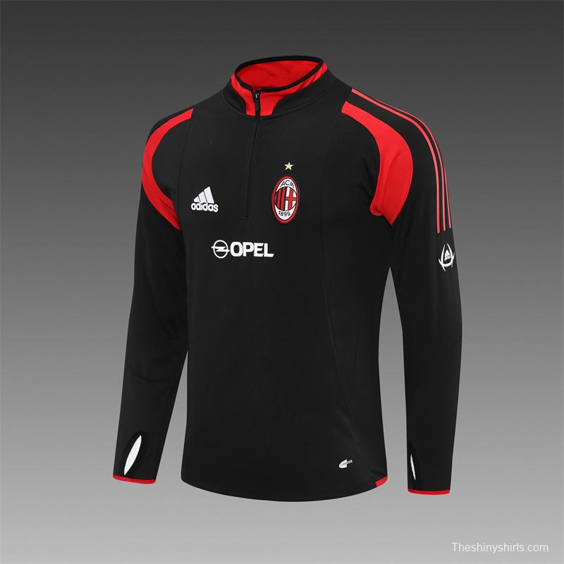 Retro 04/05 AC Milan Black Half Zipper Jacket+Long Pants
