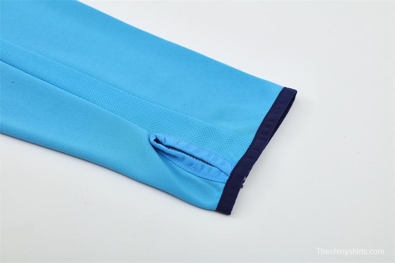 Retro 05/06 Real Madrid Light Blue Half Zipper Jacket+Long Pants