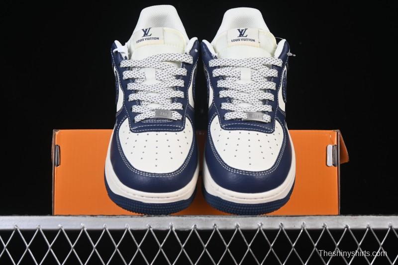 Nike Air Force 1 '07 Low LV Collaboration Navy Blue Cashew Flower Casual Sneakers - JP8028-009