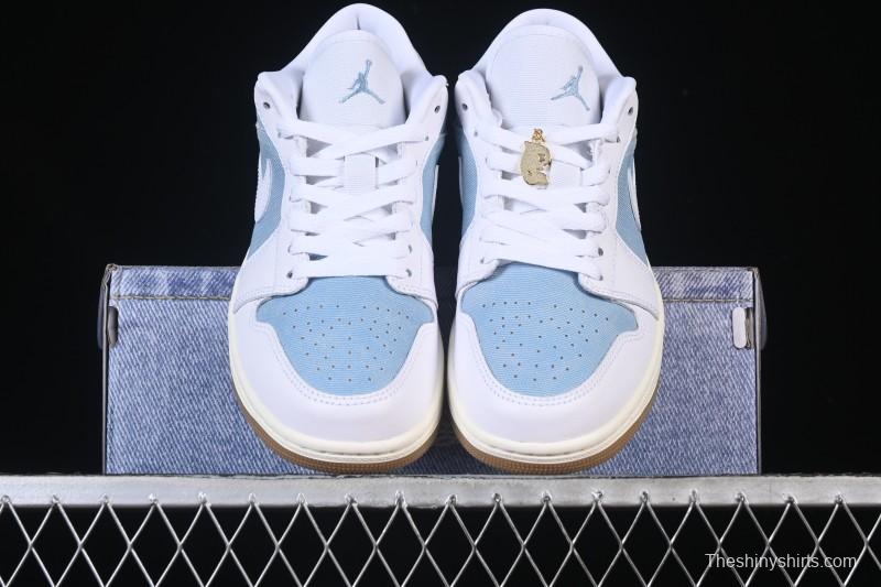 Nike Air Jordan 1 Low Denim Worn Blue Retro Basketball Shoes - HQ2004-400