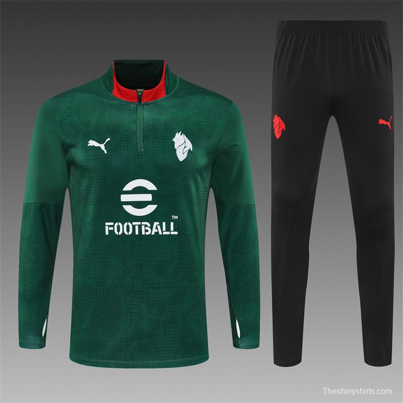 25/26 AC Milan Green Camouflage Half Zipper Jacket+Long Pants