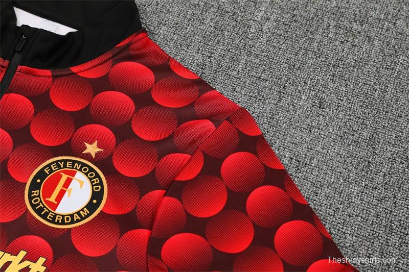 25/26 Feyenoord Red Black Camouflage Half Zipper Jacket+Long Pants