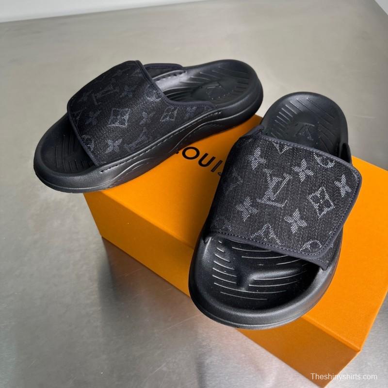 Louis Vuitton Miami Mule Slip-On Sandals with Hook and Loop Fastener - YC