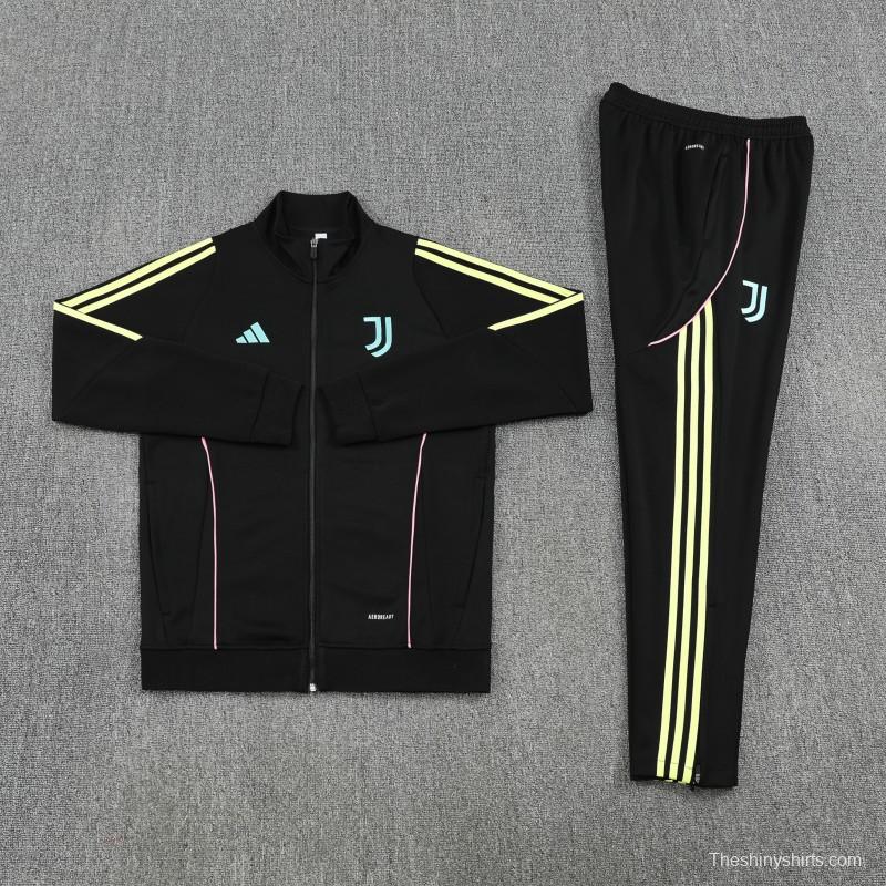25/26  Juventus Black  Full zipper Jacket Tracksuit+ long pants