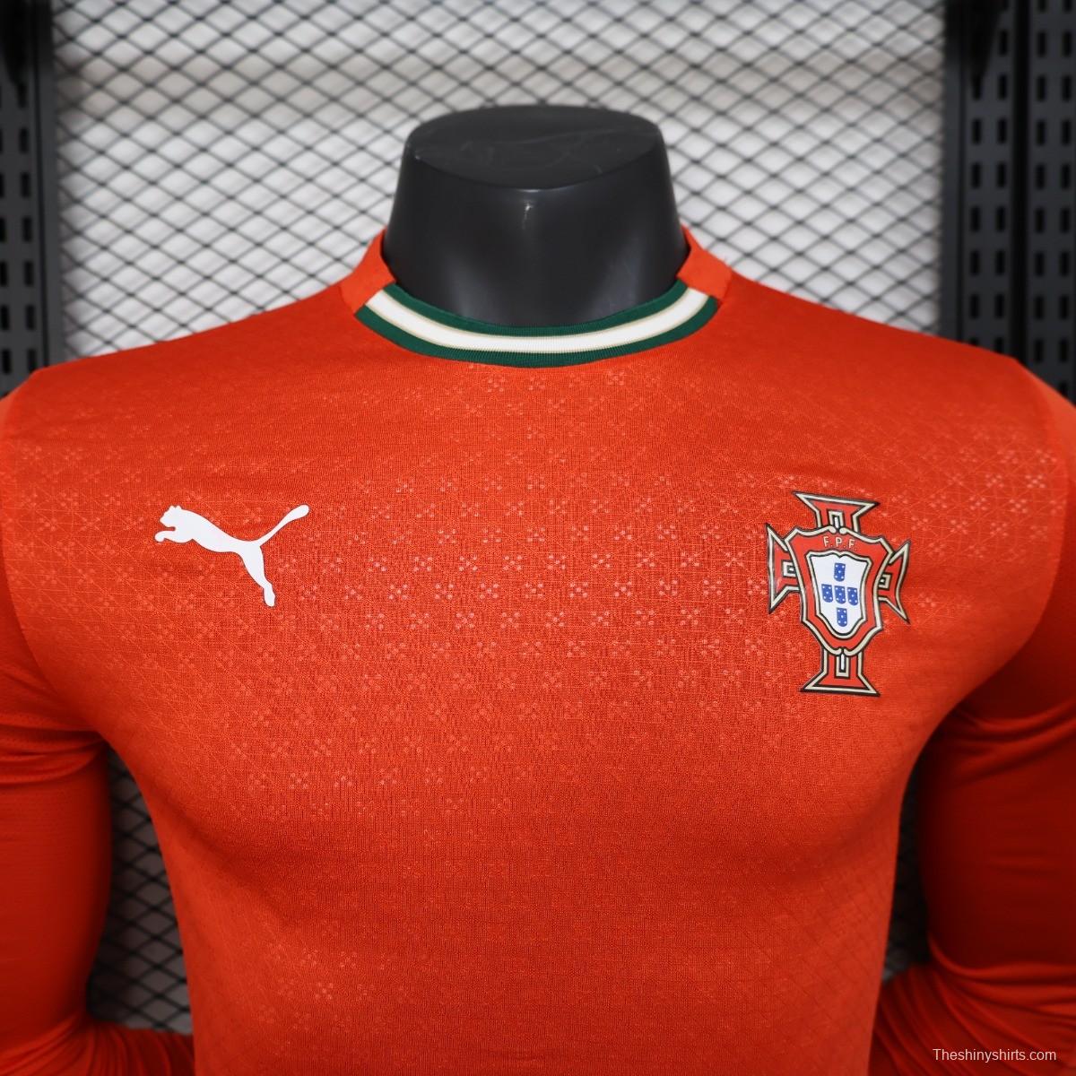 Player Version 2025 Portugal Home Long Sleeve Jersey