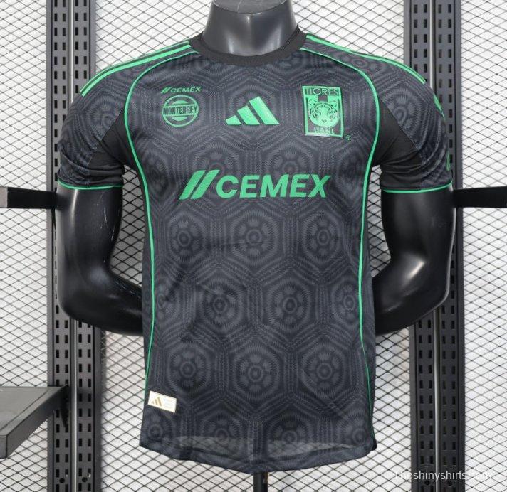 Player Version 2024-25 Tigres UANL Third Jersey - Black with Green Accents - CEMEX Sponsorship
